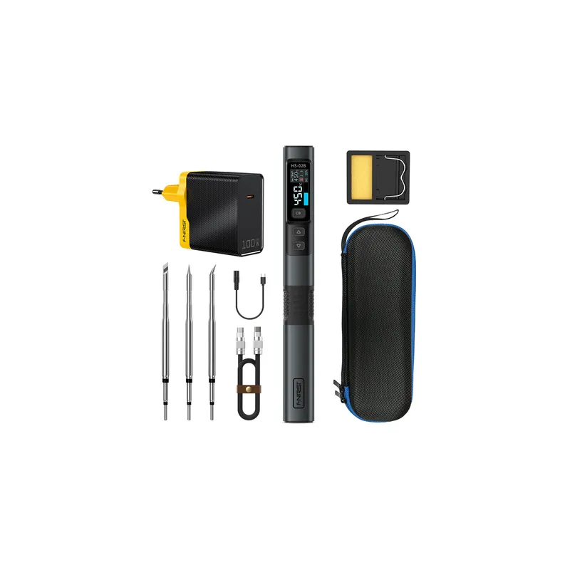 100 W smart soldering iron with FNIRSI HS-02B MAX tool kit